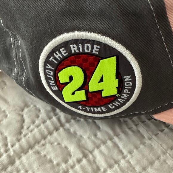 Nascar Jeff Gordan 4 Time Champ Womens New Era Adjustable Hat Pink Gray Cap - Picture 4 of 8